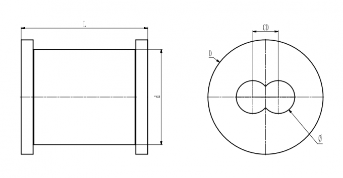 la vis de série de 128mm construisant des barils pour la boudineuse à vis jumelle partie la ligne 0 d'extrusion de tuyau de HDPE de distance centrale de 106mm